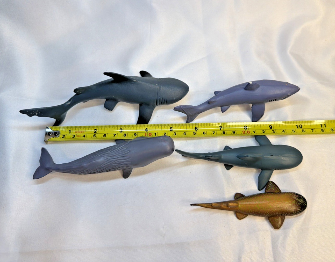 Lot of 4 Shark and 1 Whale Diorama or Plastic Educational Toy