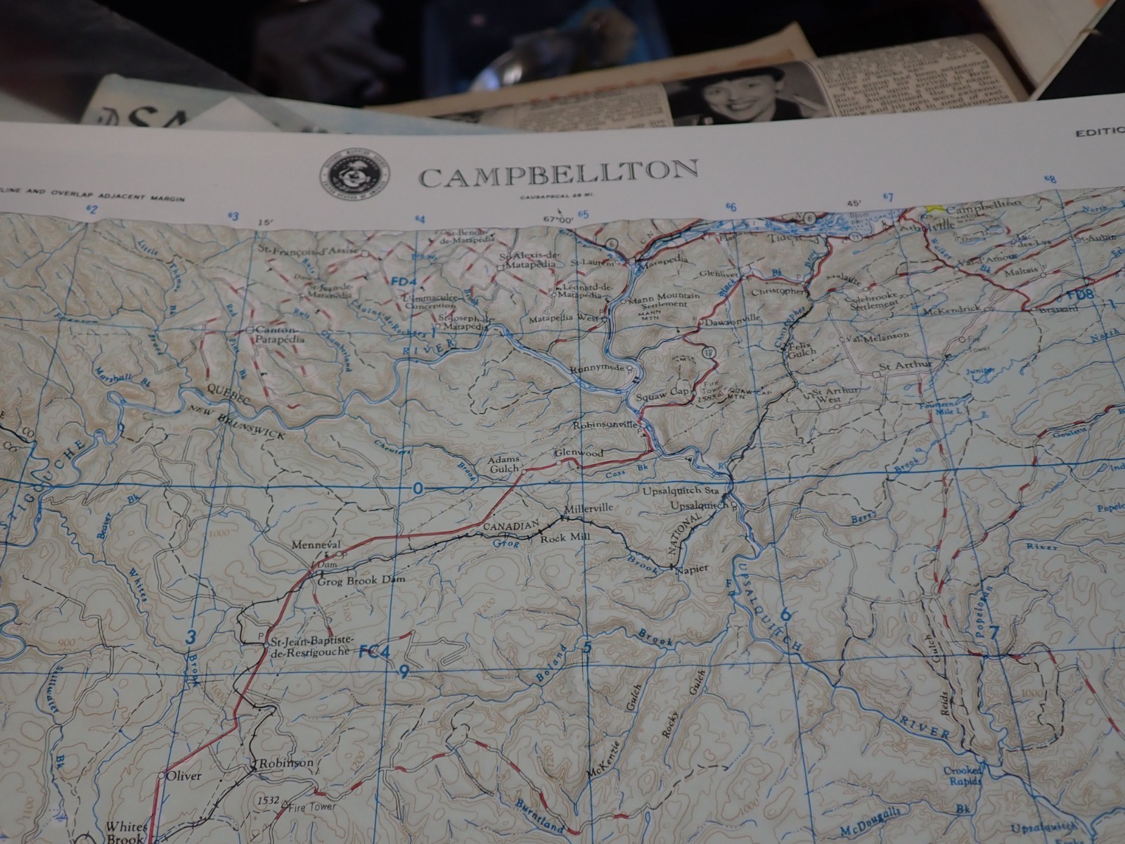 Hubbard Scientific Raised Relief Map Unframed 29″ Campbellton Maine NL 19-3