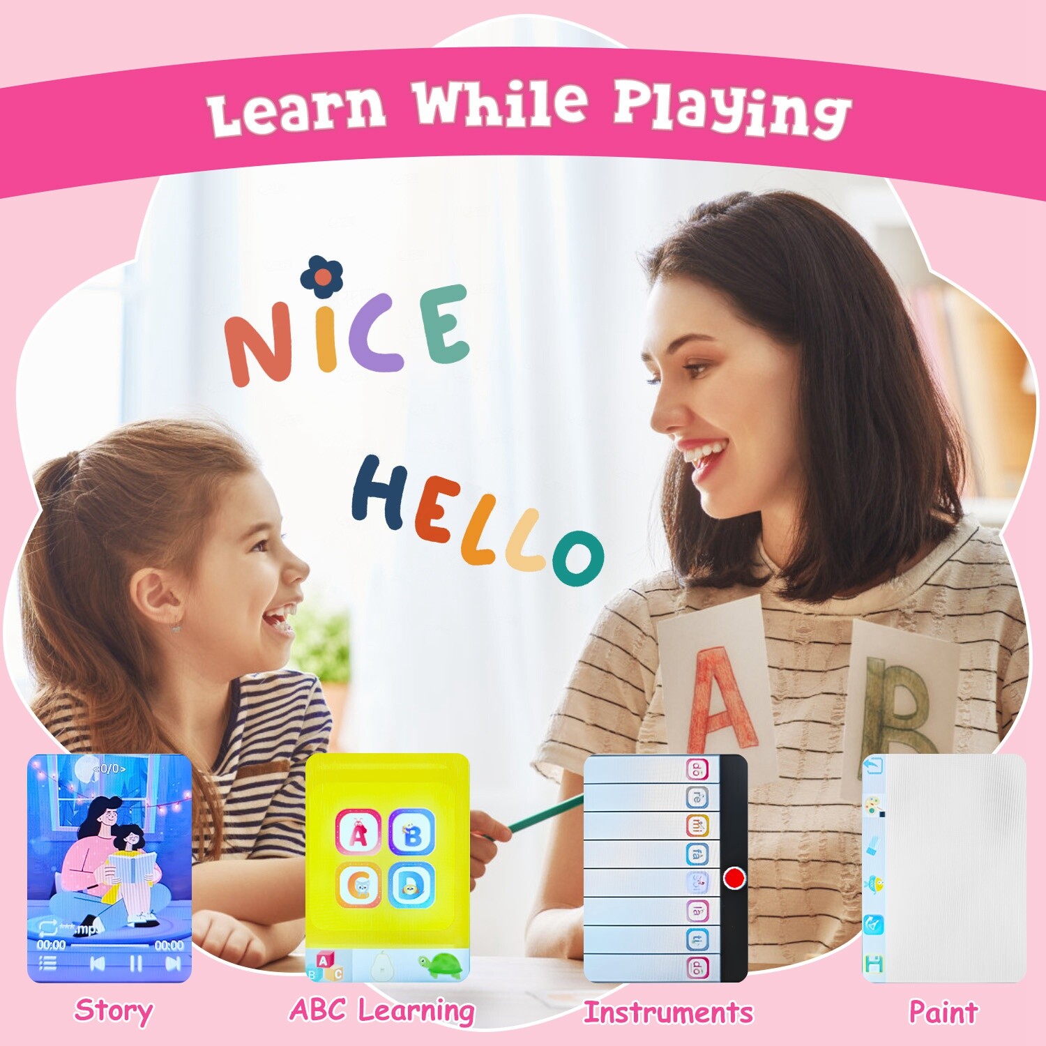 Shockproof Kids Smart Phone for Girls Boy Ages 3-9 Touchscreen Dual Camera Phone