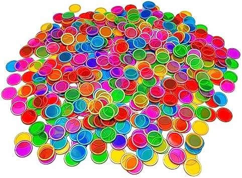 500 Pieces 6 Color Magnetic Transparent Bingo Counting Chips with Metal Edge
