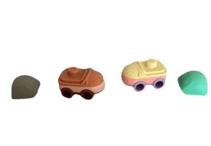 Elbebe 2 Silicone Stackable Cars BPA Free Car Stackers 6 Months-4 Years NIB