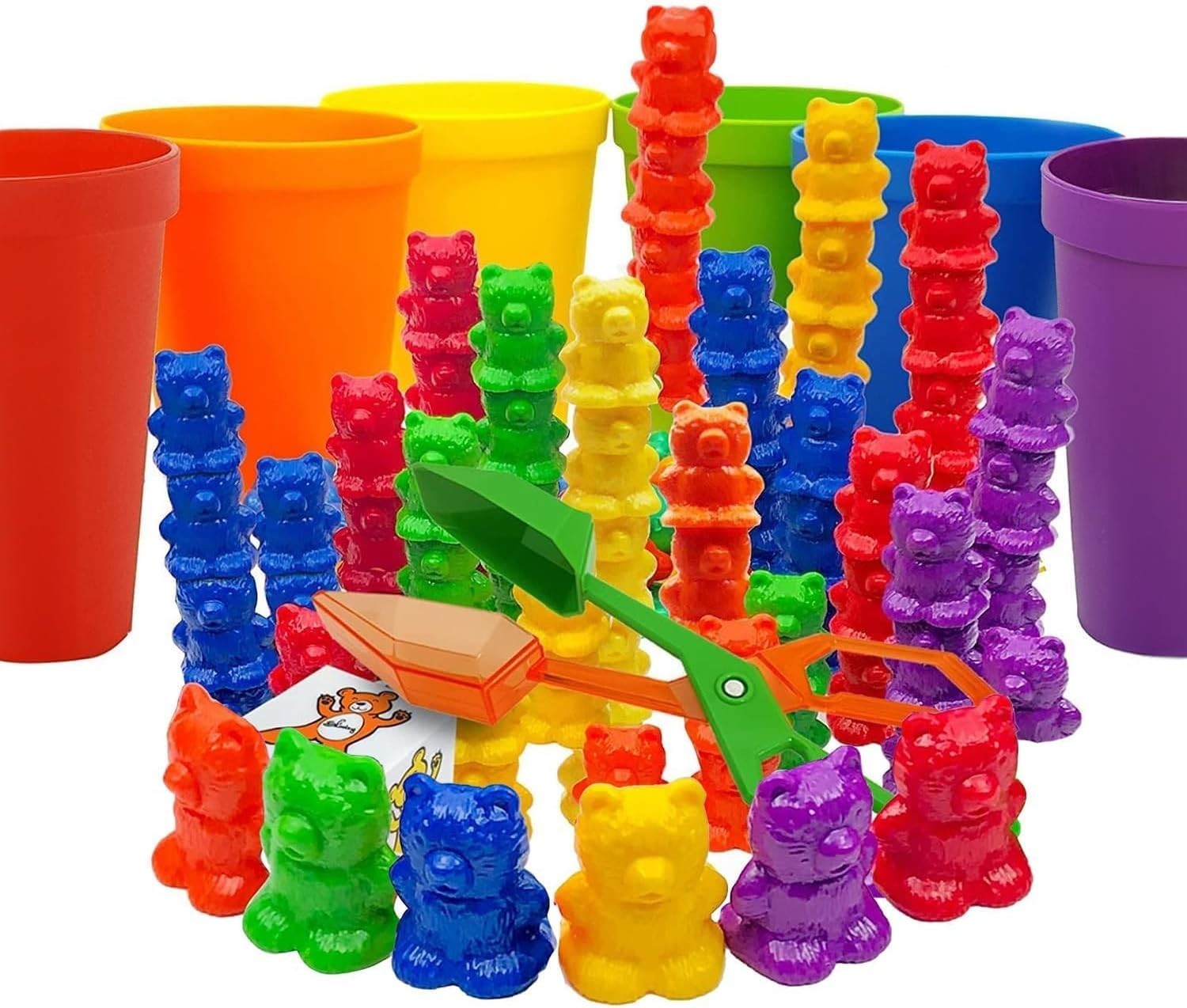 Rainbow Stacking Bears with Matching Sorting Cups 69 Piece Set, 60 Bear count…