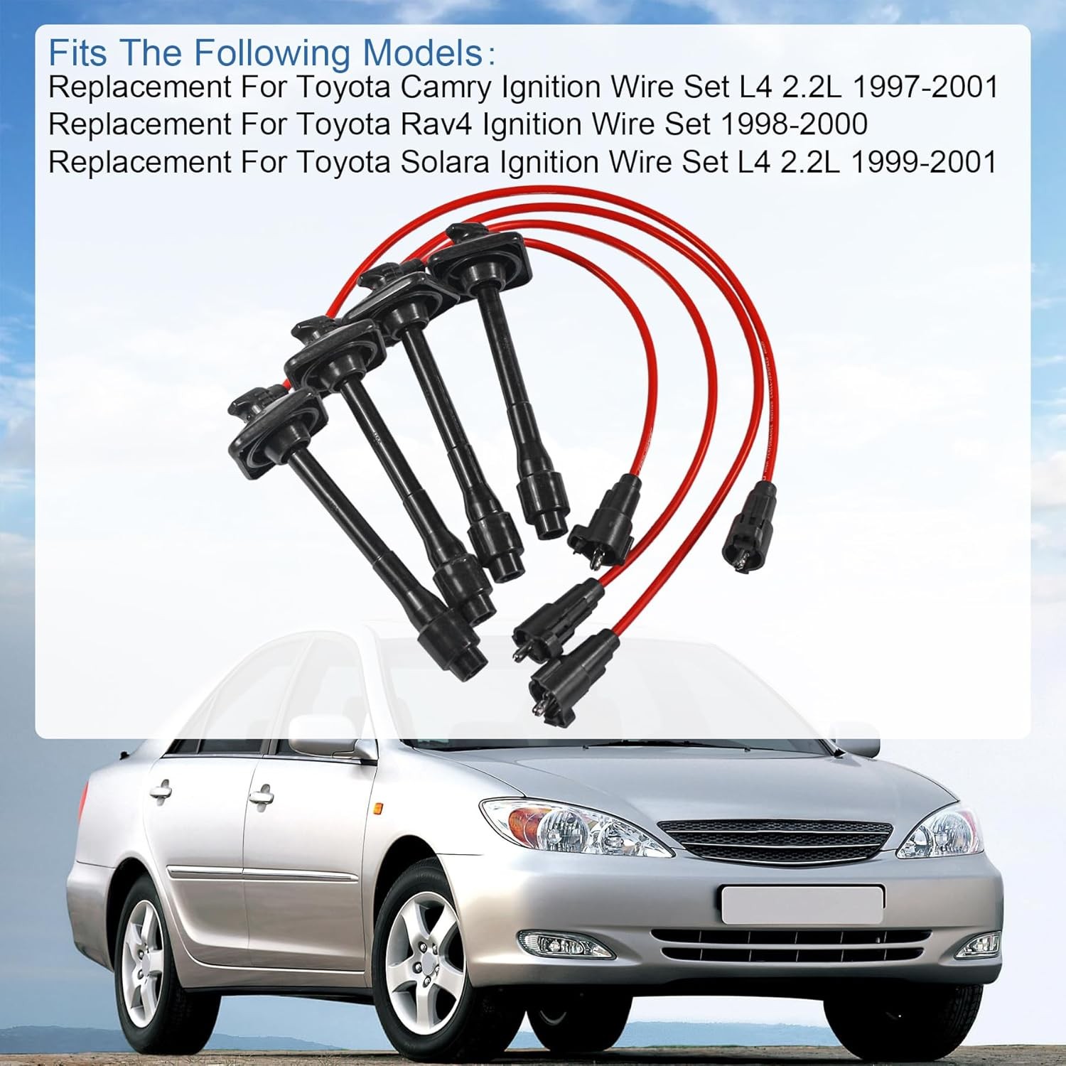 JDMSPEED New Ignition Spark Plug Wires Set Replacement for Toyota Camry Solara R
