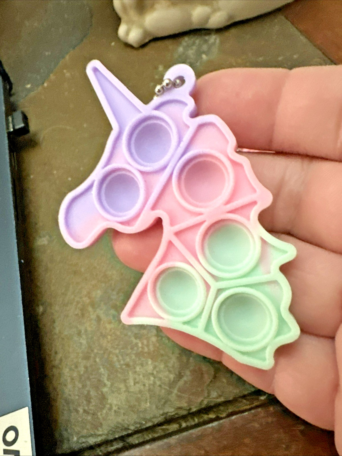 Lot of 3 Pop Bubble Fidgets – 2 Keychains Unicorn & rectangle plus Teddy bear