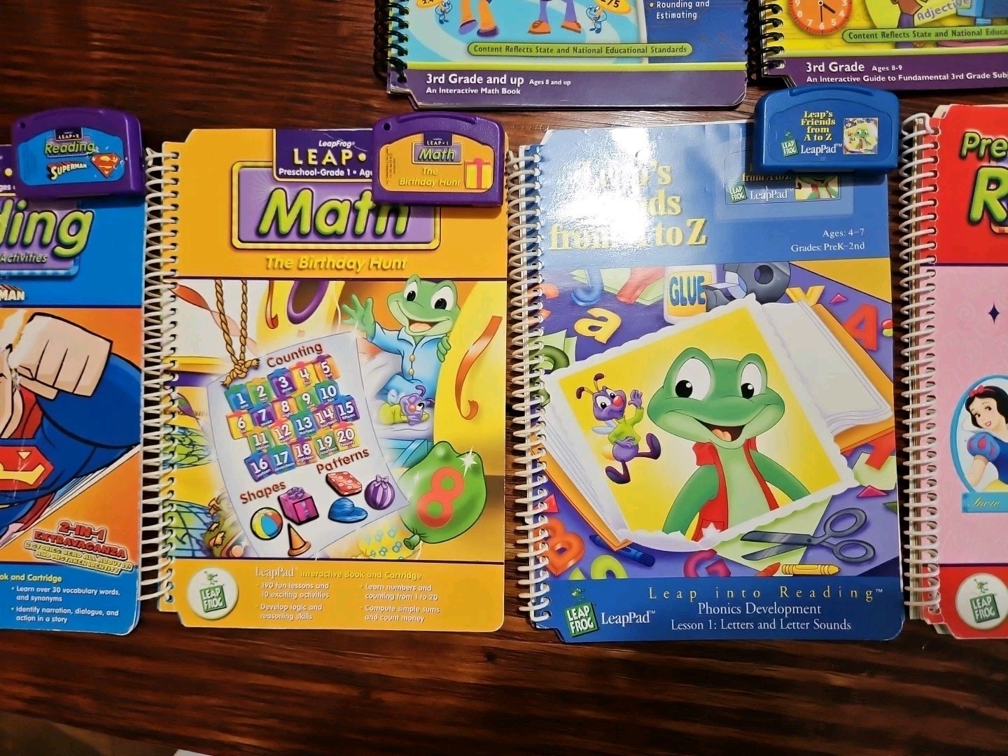 Leapfrog Leappad books and cartridges Lot Of 9 Reading Math Prek -3rd Grade