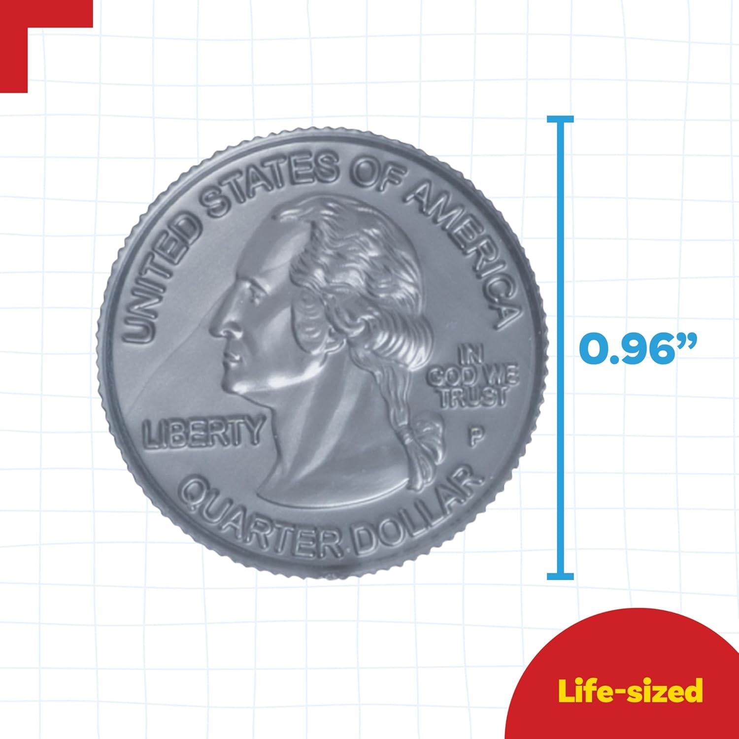 LEARNING ADVANTAGE Play Quarters Set of 100 Plastic Coins Teach Money Math