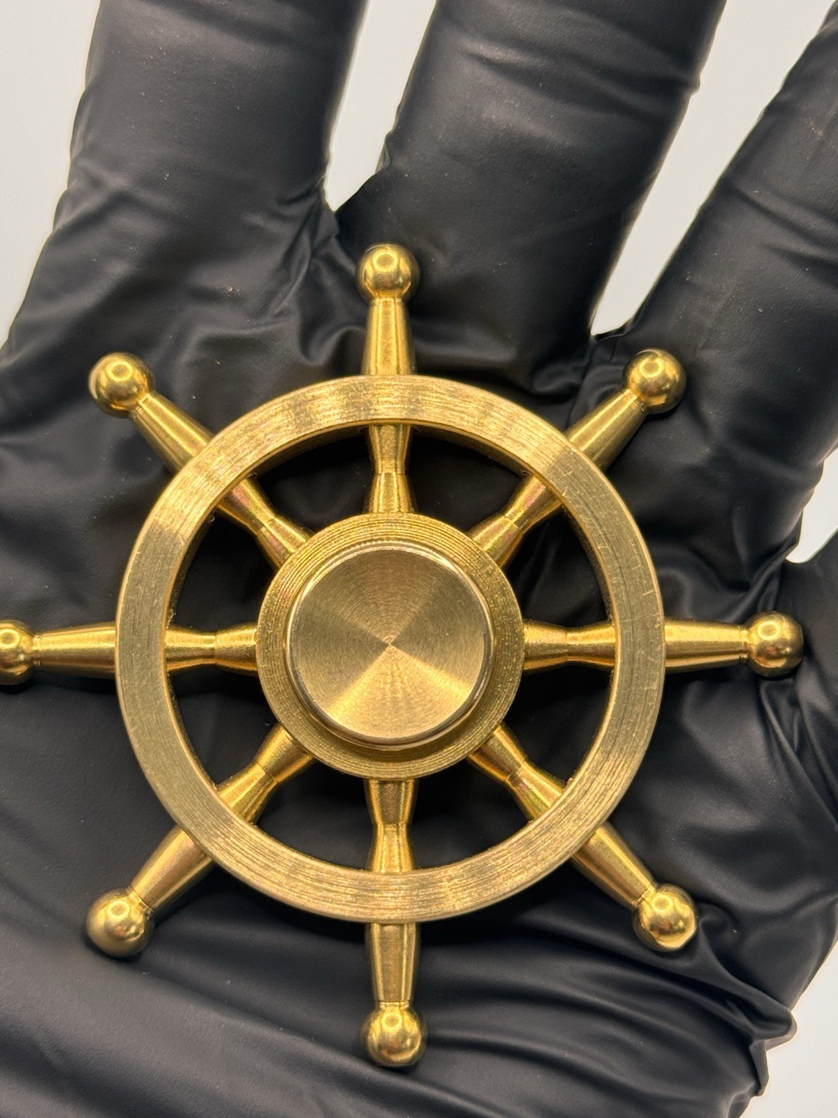 Captain Ship Wheel Brass Fidget Spinner All Metal Toy Adults Kids Boys Girls