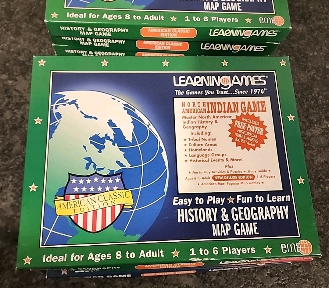 Lot of 8 NIB Vintage Learningames History & Geography Map Games NEW & COMPLETE