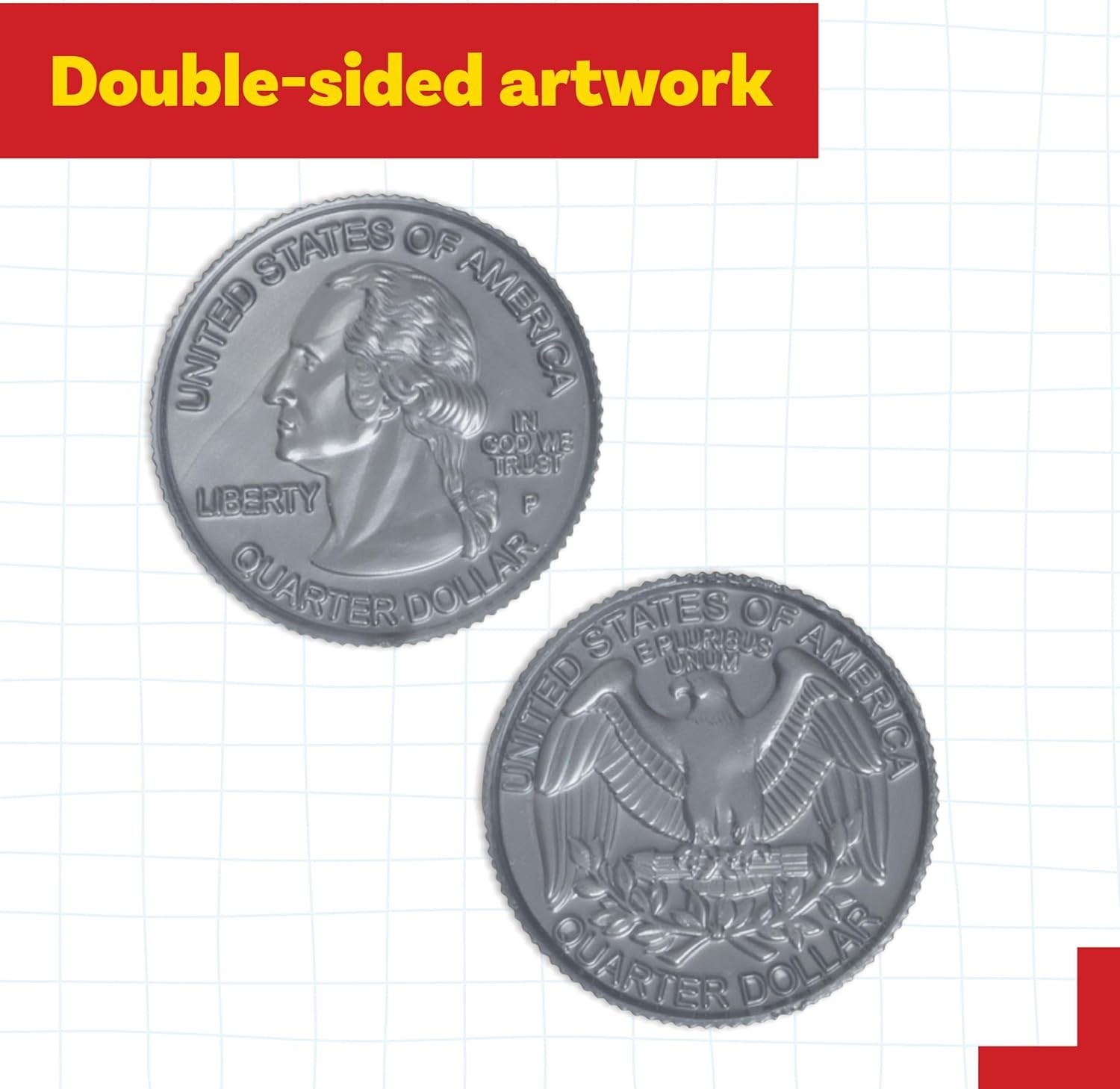 LEARNING ADVANTAGE Play Quarters Set of 100 Plastic Coins Teach Money Math