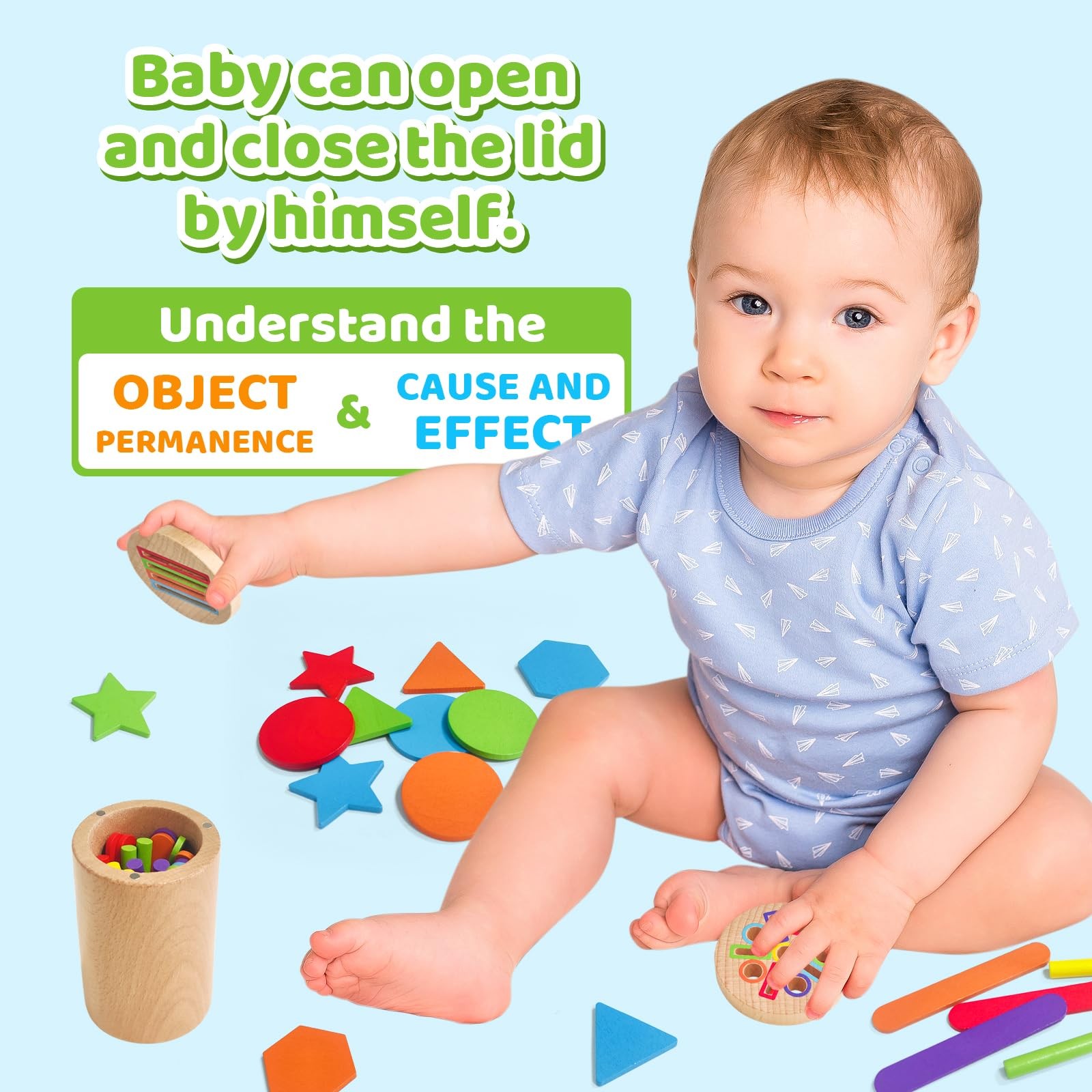 Montessori Wooden Toddler Toys， 3-in-1 Fine Motor Skills Small, Multicolor
