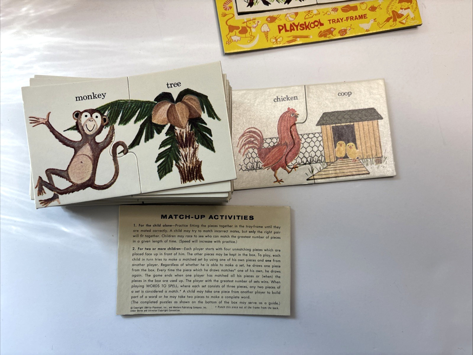 VTG Lot of 2 Playskool Match-ups Cards Puzzle Sets Animals, Homes, Colors & More
