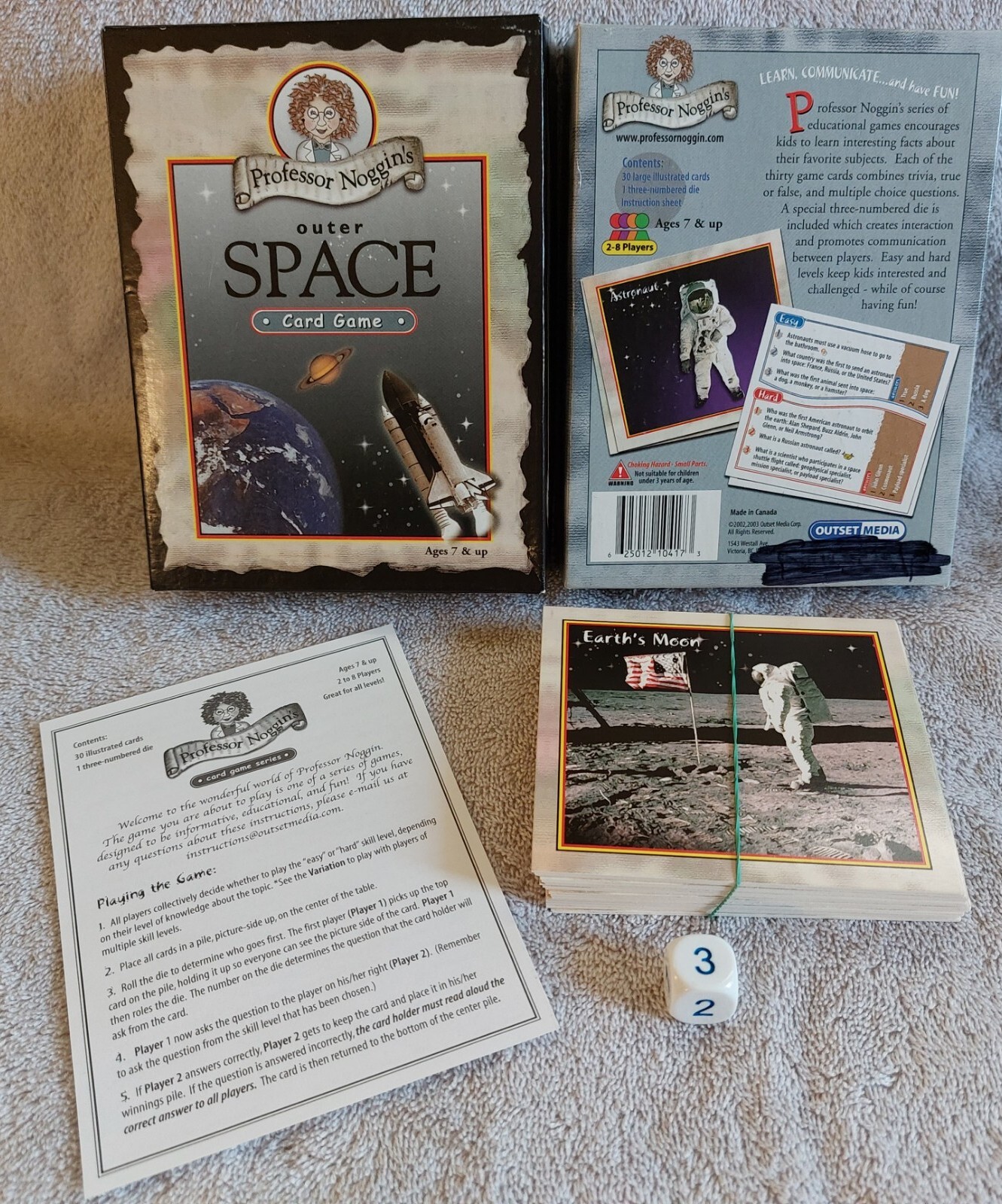 Professor Noggin’s Outer Space Card Game Ages 7+ Complete Pre-Owned 2002