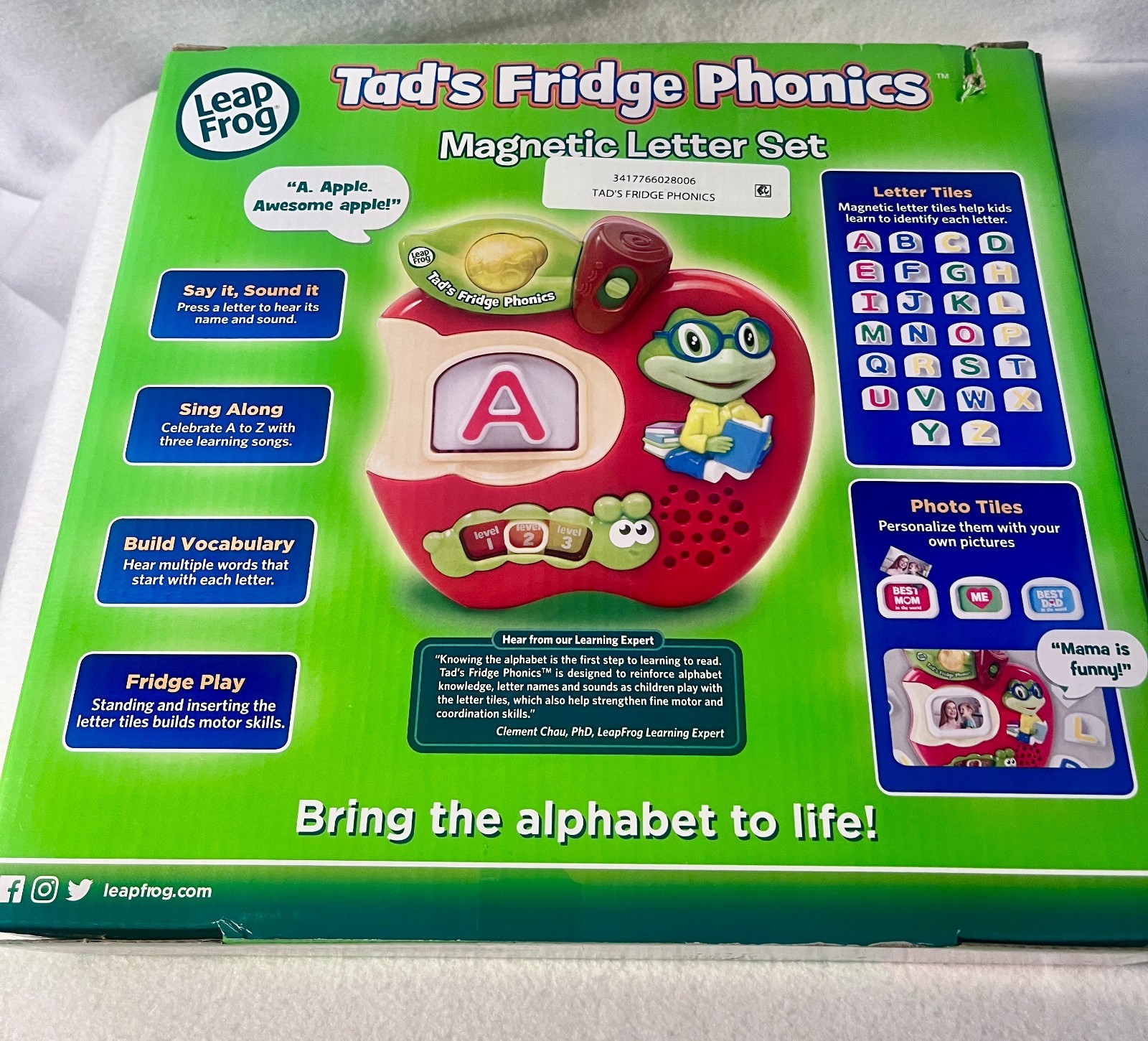 LEAP FROG TAD’S FRIDGE PHONICS MAGNETIC LETTER SET TILES TALK & SING NIB