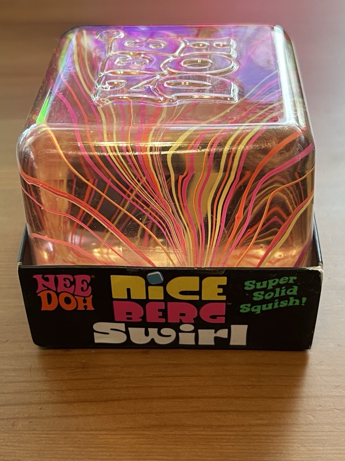 NeeDoh Nice Berg Swirl XL Giant Nee Doh Squishy Swirl Cube Orange Pink Yellow