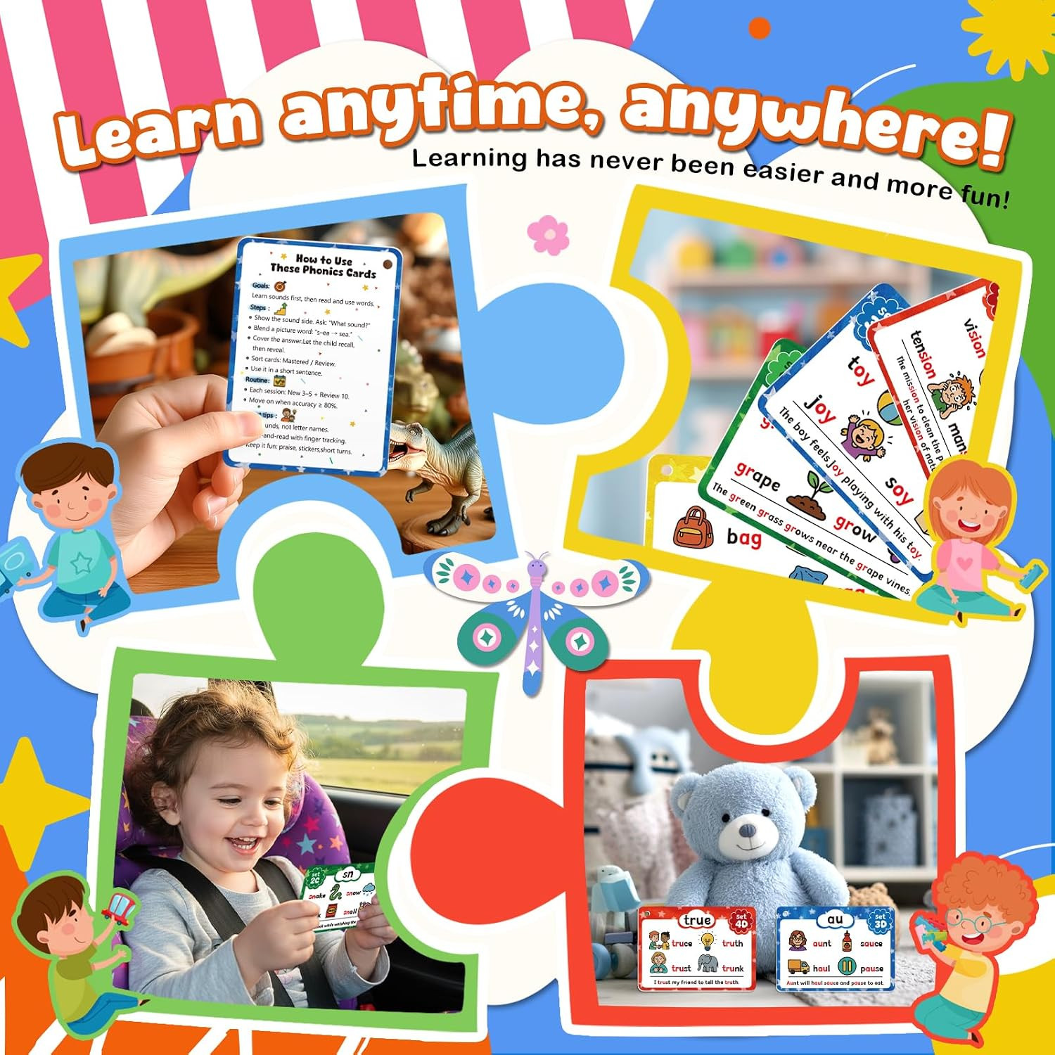 Phonics Flash Cards, Sight Words Flash Cards for Kindergarten, Learn to Read …