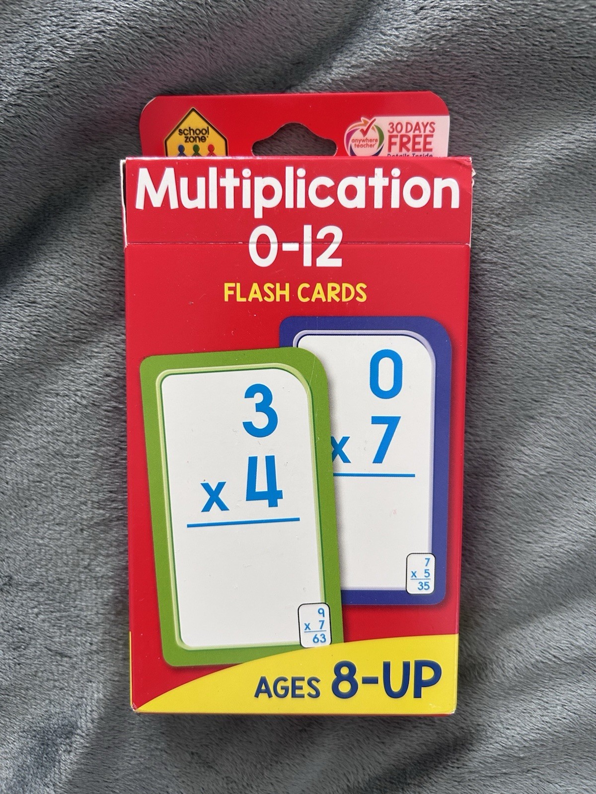 School Zone Multiplication 0-12 Flash Cards Ages 8+ 2023 MPN 04008