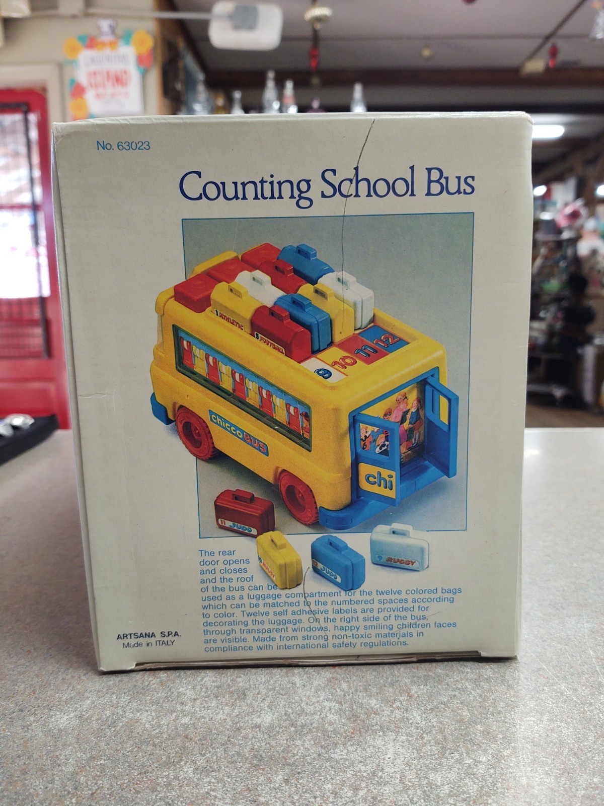 Vintage CHICCO Italy 63023 COUNTING Numbers SCHOOL BUS Complete – Original Box