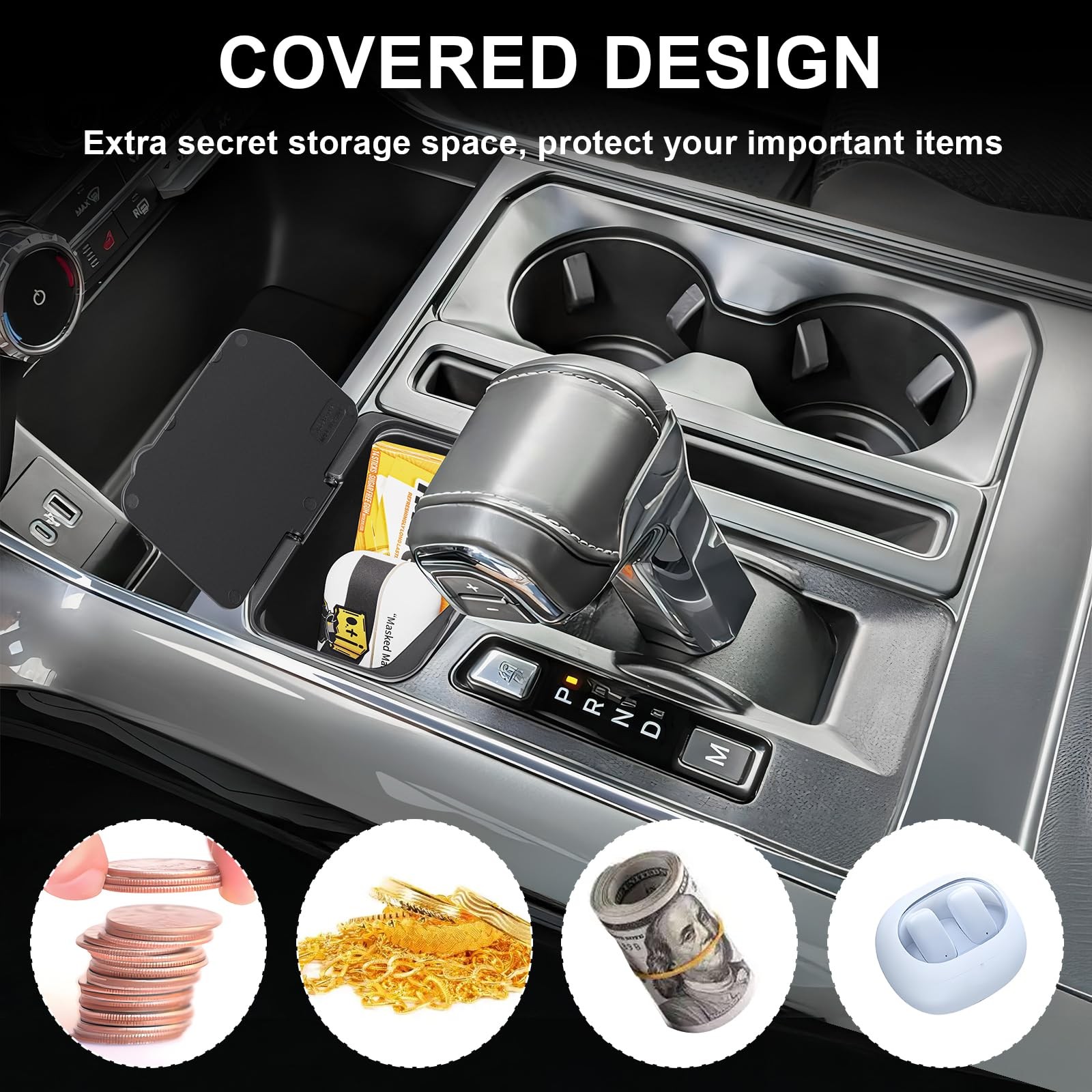 Center Console Coin Box Organizer for Ford F150 Accessories 2021-2026 compact