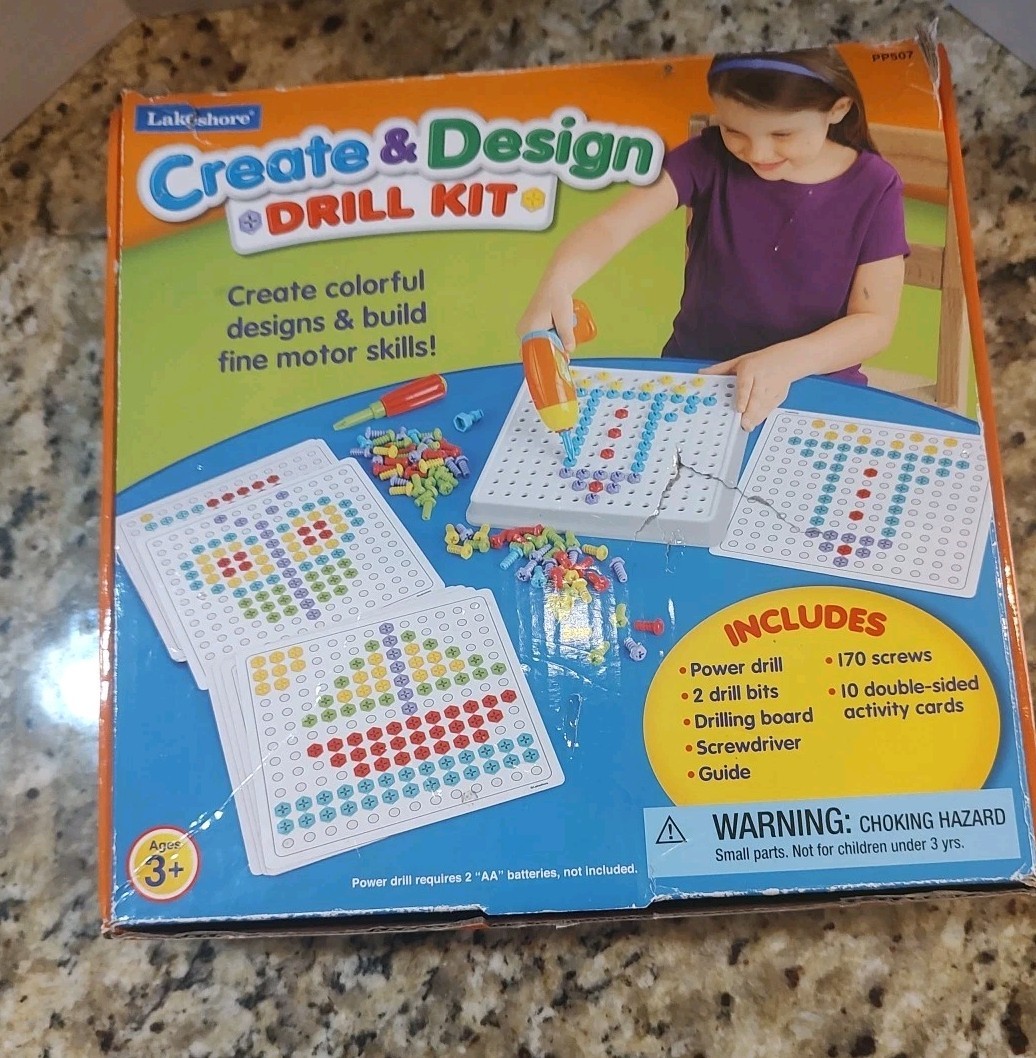 Lakeshore Create & Design Drill Kit Age 3+ Motor Skills Educational Screw Driver