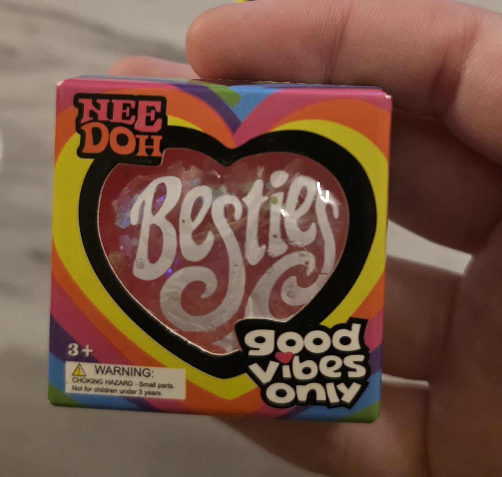 Small 3 Pack Of UNBRANDED Good Vibes ONLY Squishy Toy Hearts New In Box