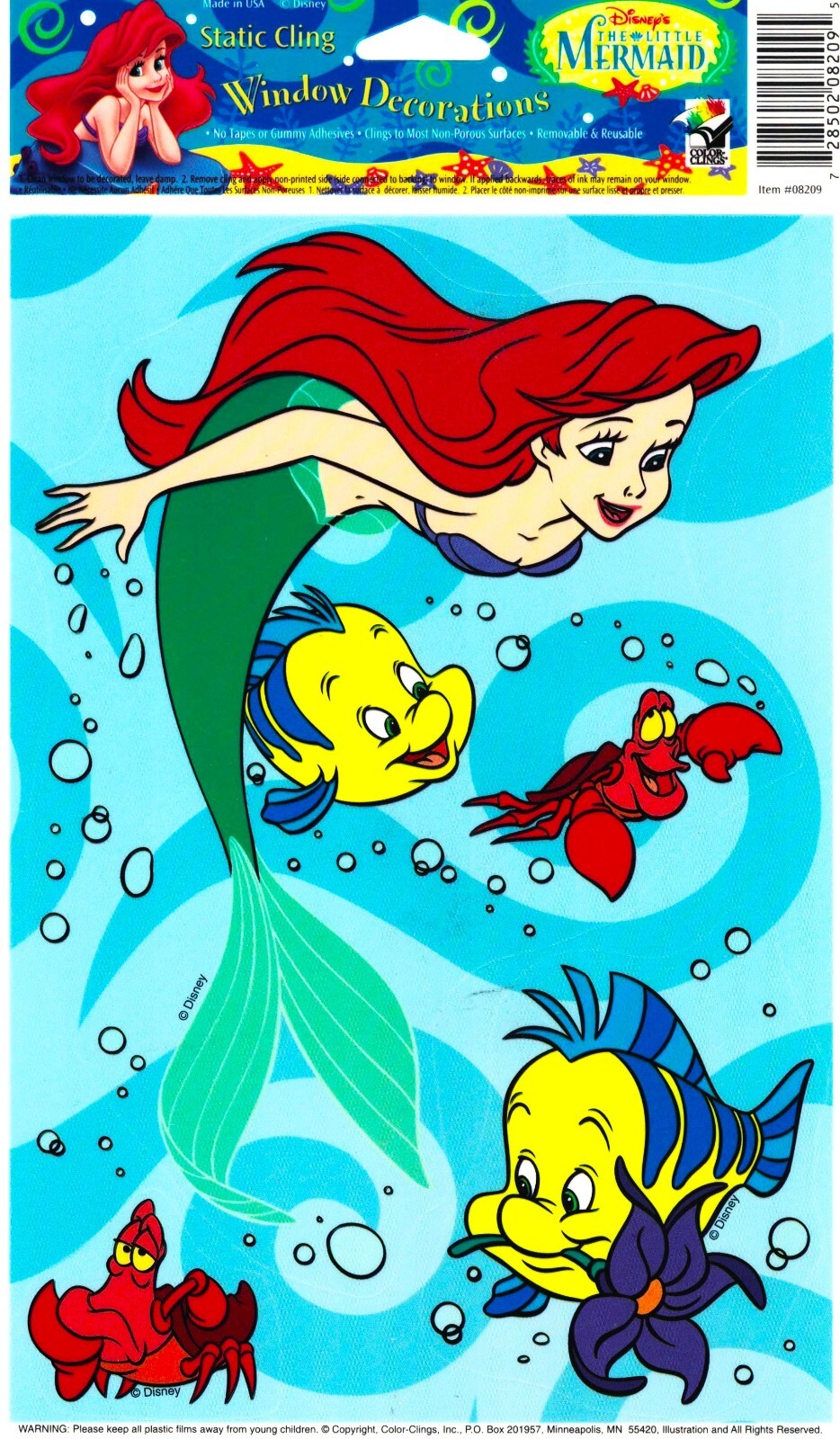 14 Vinyl Window Clings, Disney’s “The Little Mermaid”. Ariel, Ursula, Triton