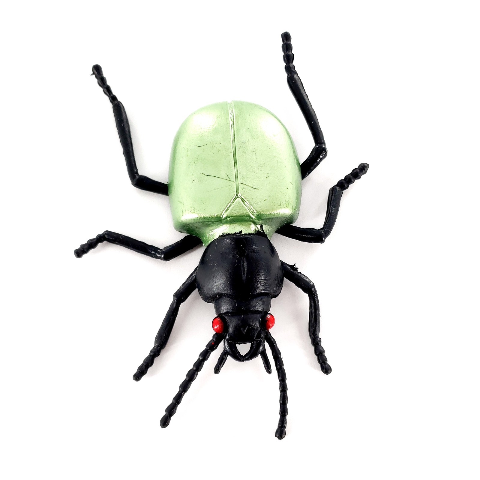 Vintage 1979 Green Rubber Plastic Beetle Insect Bug Toy Figure