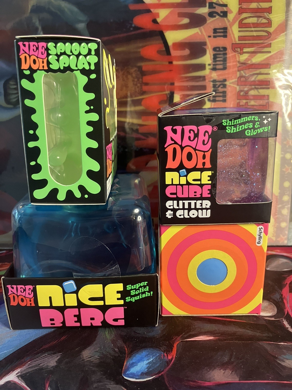 Needoh Lot (Nice Berg, Nice Cube Glitter & Glow, Color Change, Sploot&Splat)
