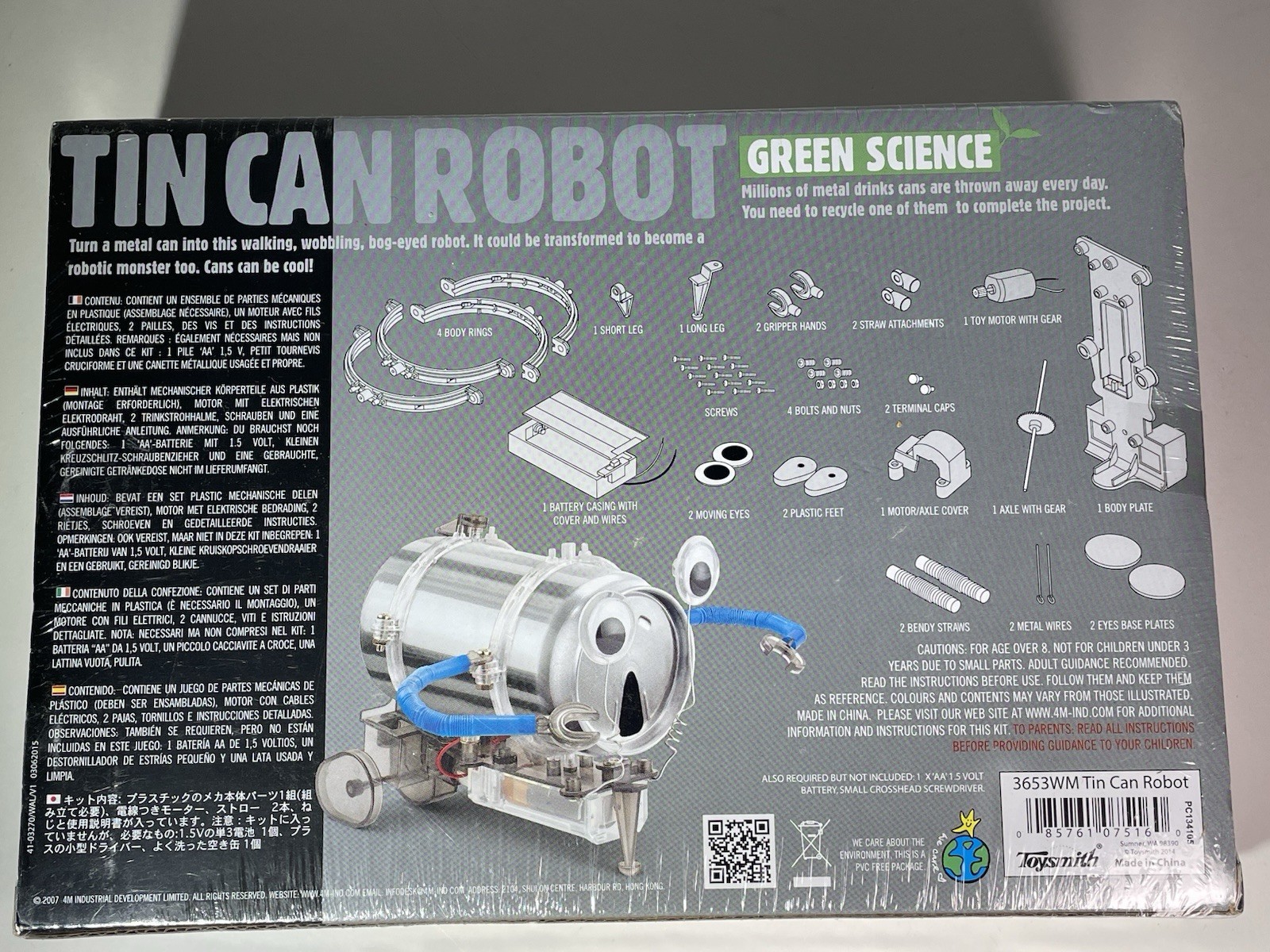4M Toysmith, KidzRobotix Tin Can Robot, DIY Science Kits STEM Powered Kids NEW