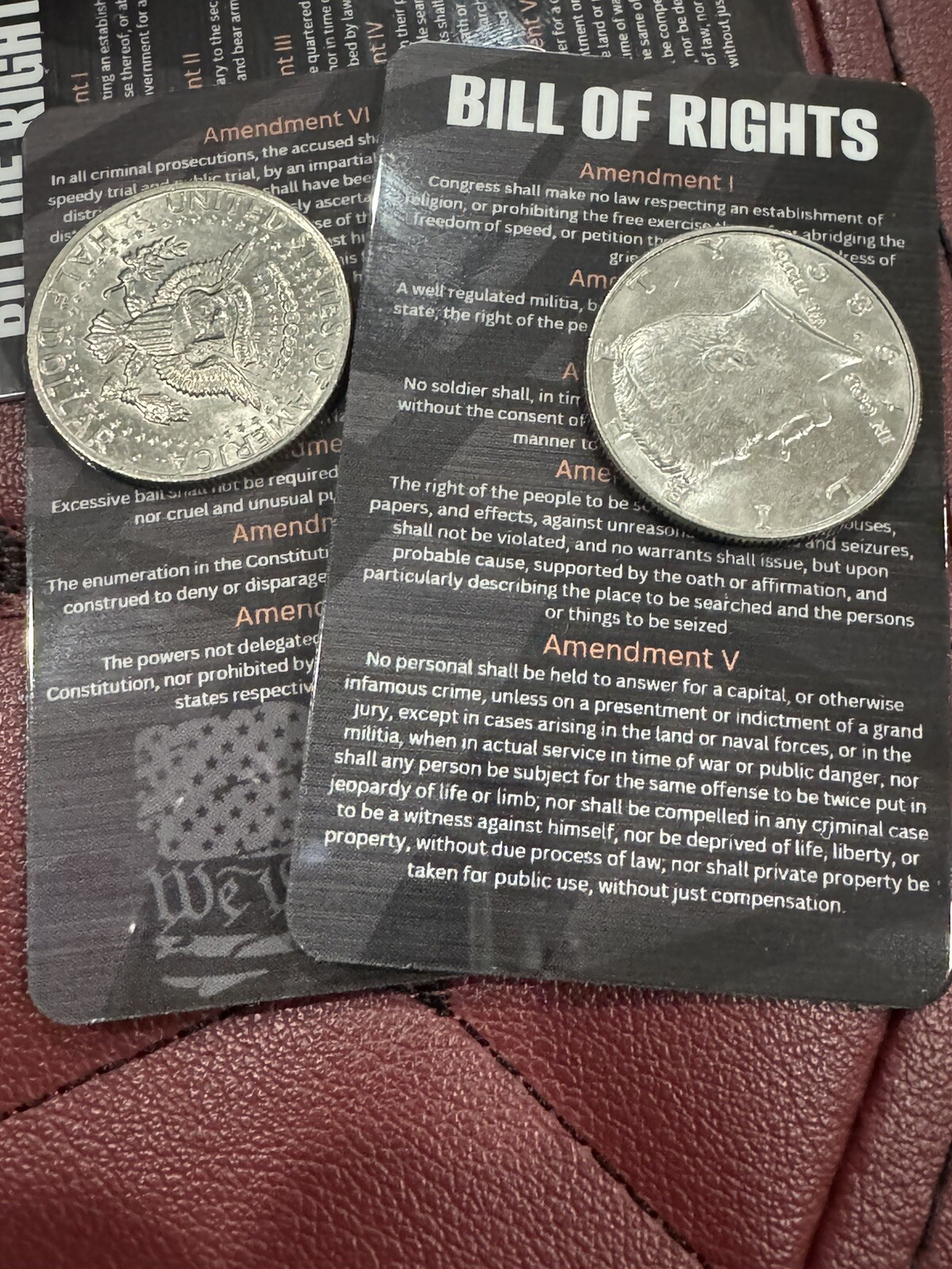 2X Bill of Rights I to X – Wallet Card – Legal Guide – Custom Made Thick Plastic