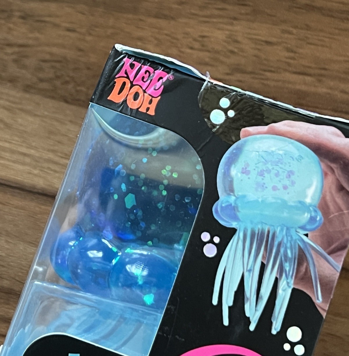 NeeDoh Blue JELLY SQUISH Sparkle Jellyfish Squishy Nee Doh 100% Authentic