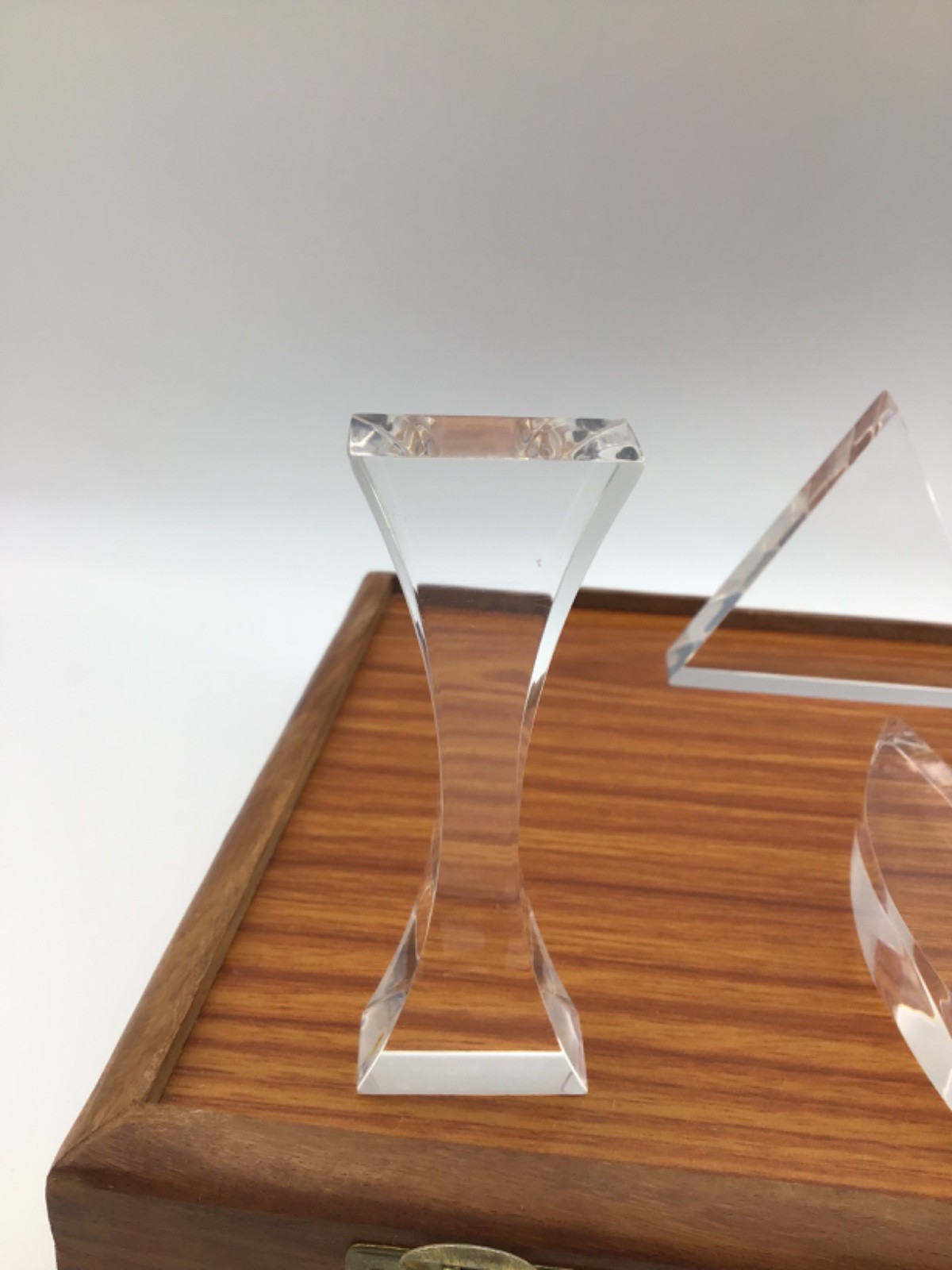 Optical Prism Set Of 6 Pieces Clear Acrylic Teaching Aid Wooden Boxed
