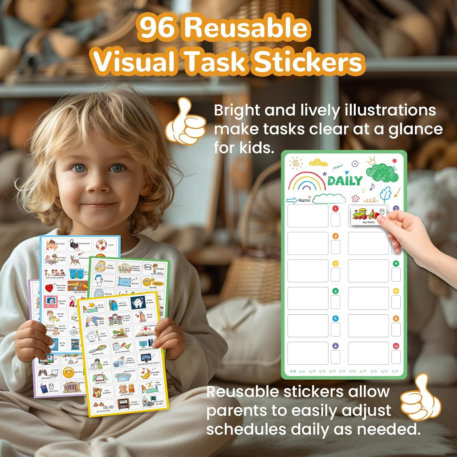 Magnetic Bedtime/Morning/Daily Routine Chart for Kids with Reward Jar-Morning Ro