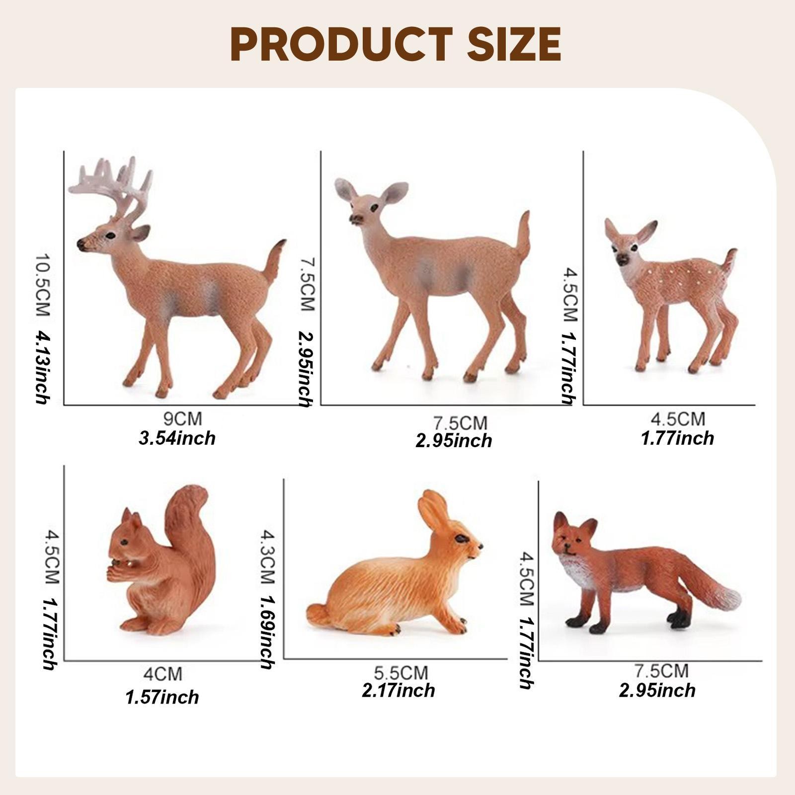 6x Jungle Animal Playset Miniature Toys Cake Toppers for Landscape Scene
