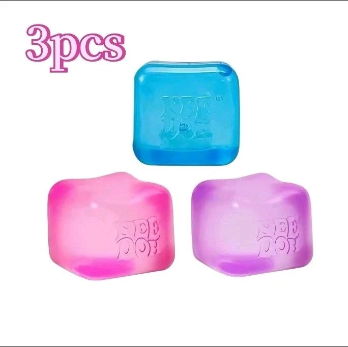 New NeeDoh Nice Cube 2.25″ Super Solid Squish 3-Pack Blue Pink Purple Free Ship!