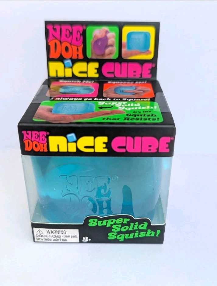 NeeDoh Nice Cube Set of 3 Super Solid Squish New Sealed Box 2 Pink, 1 Blue