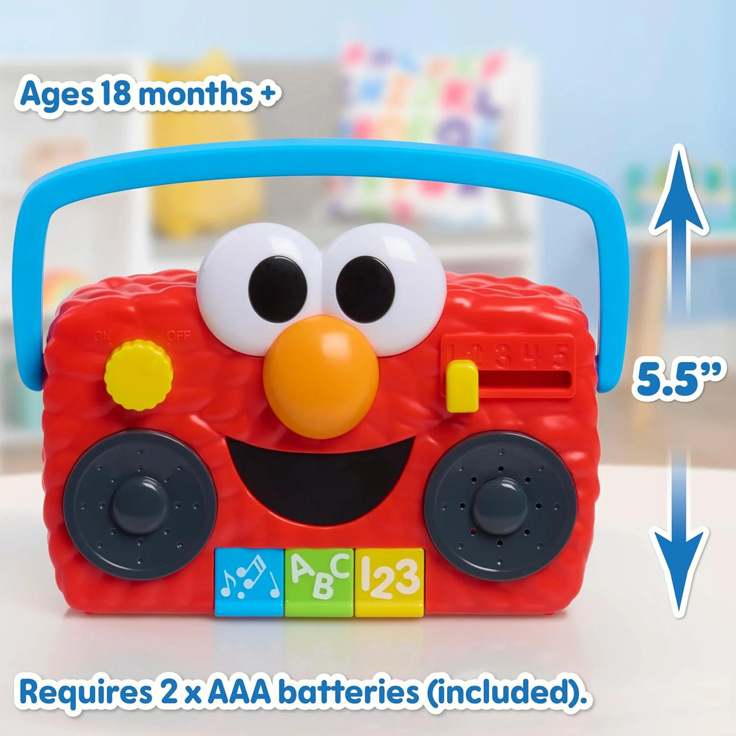 Sesame Street Elmo Take Along Boombox with Lights & Sounds, 5.5-inch Interactive