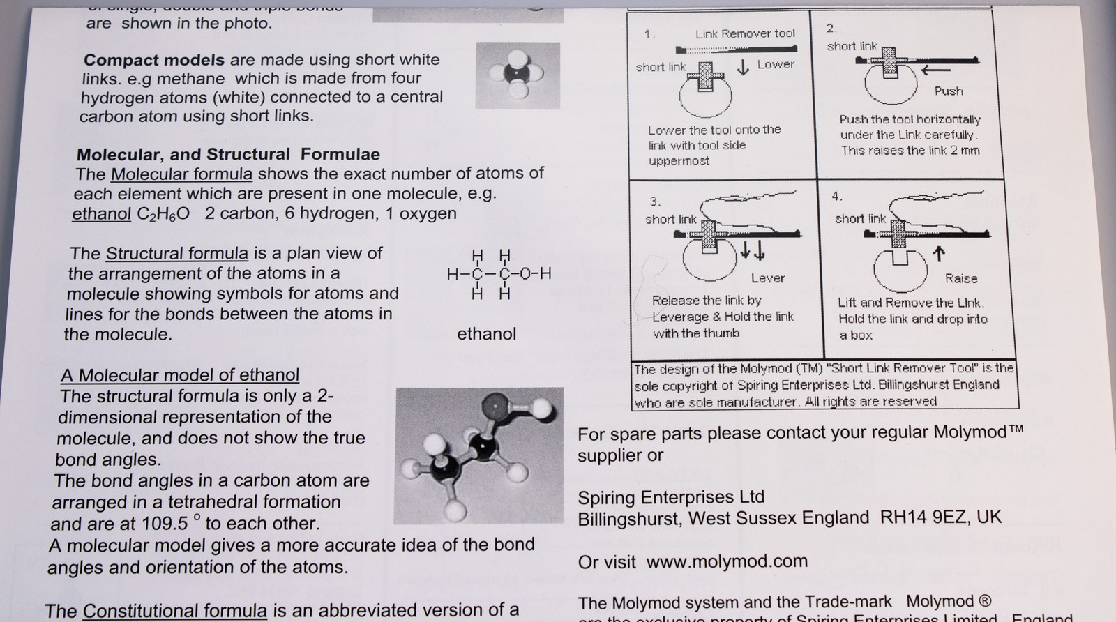 Molymod MMS-008 Organic Chemistry Molecular Model Student Set Complete England