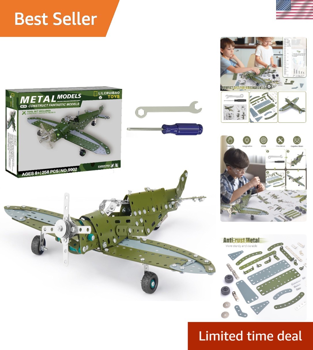 STEM Projects for Kids Ages 8-12 12-16, 258 Pieces Erector Sets Airplane Mode…