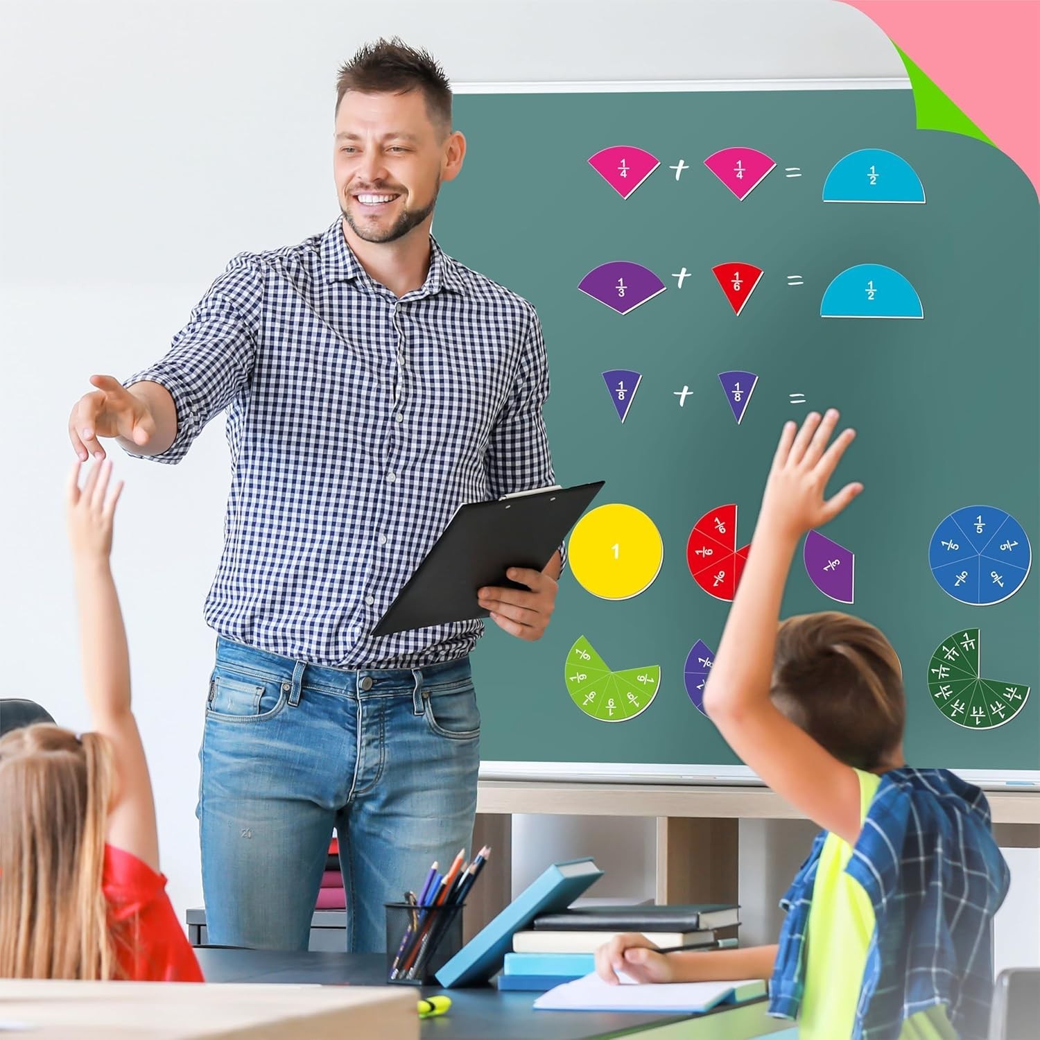 78 PCS Magnetic Fraction Tiles, Educational Math Learning Manipulatives Set f…