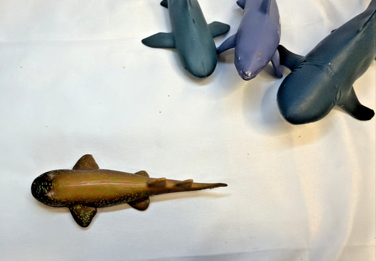 Lot of 4 Shark and 1 Whale Diorama or Plastic Educational Toy