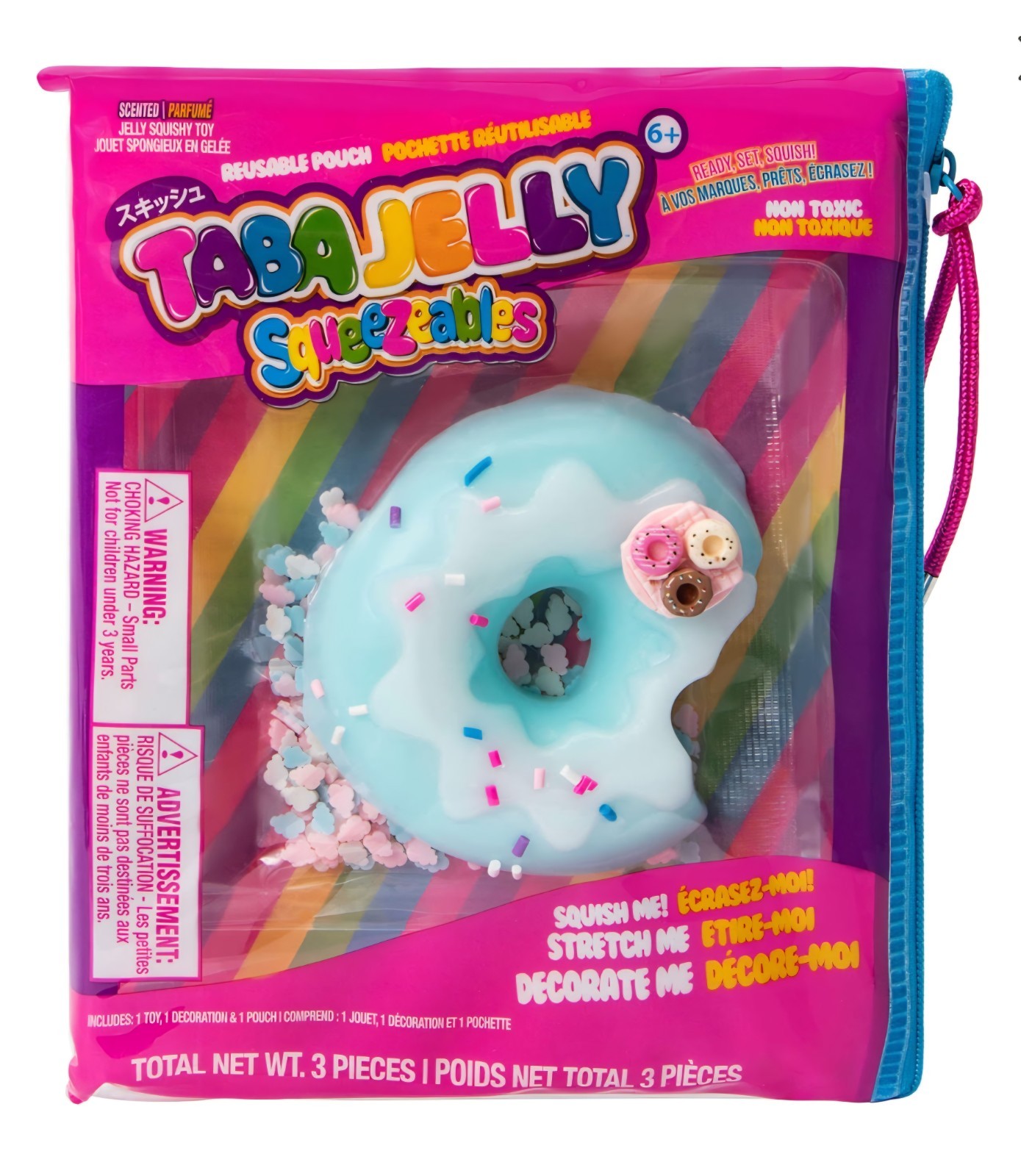 Taba Jelly Squeezeables Blue Donut Squishy, Blueberry Donut Squishi Squeeze Toy
