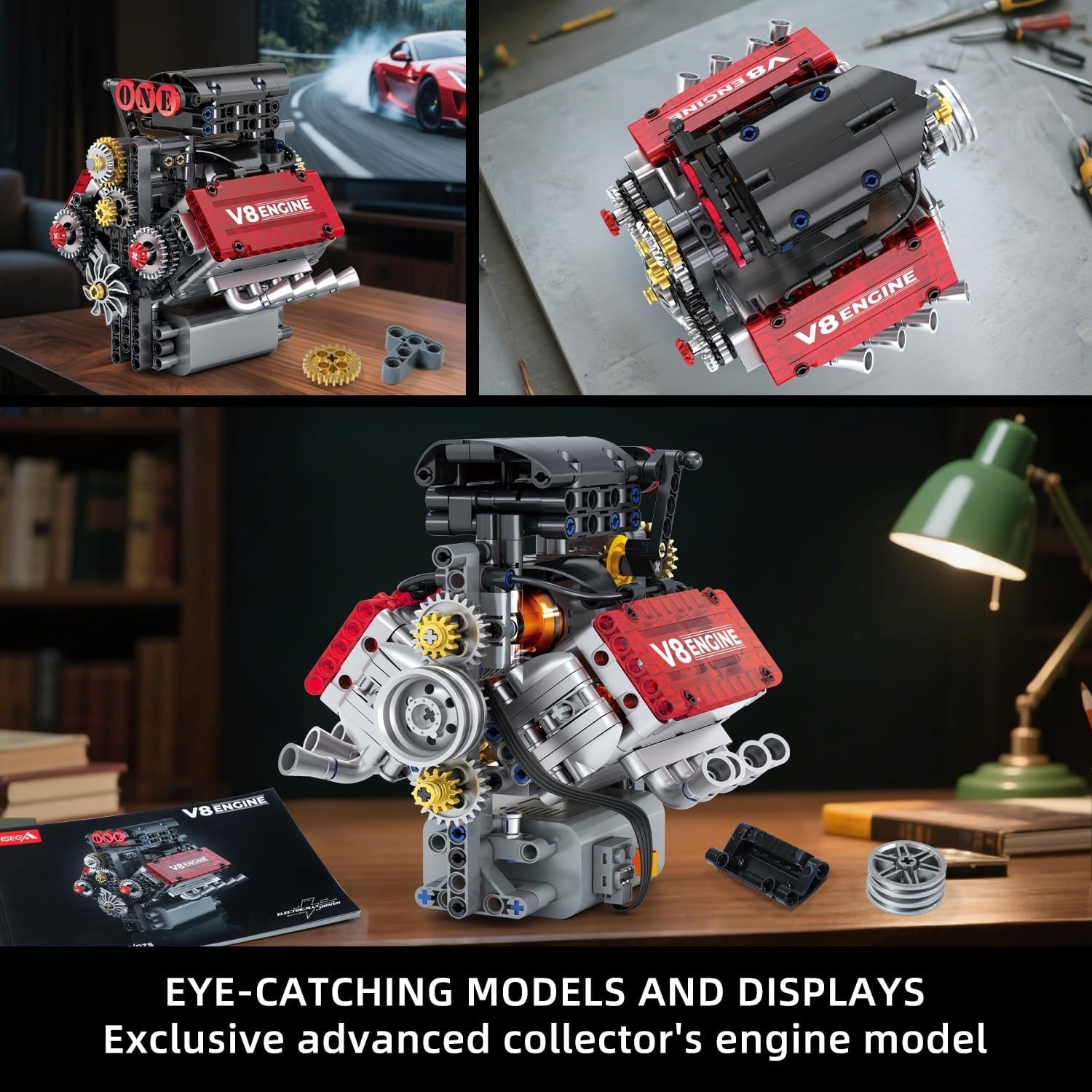 V8 Engine Building Set,V8 Engine Model kit that Run,Build Your Own STEM Mini …