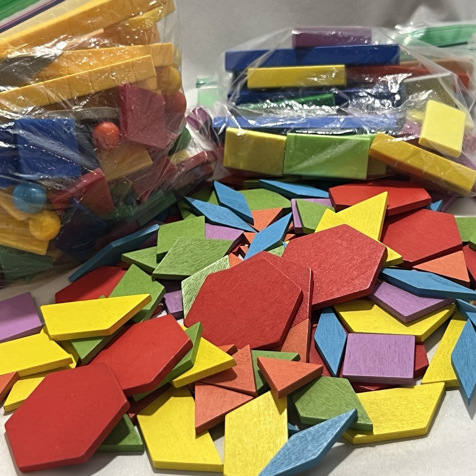 Math Manipulatives Lot: Pattern Blocks, Base Ten Blocks, Unit Rods/Cubes