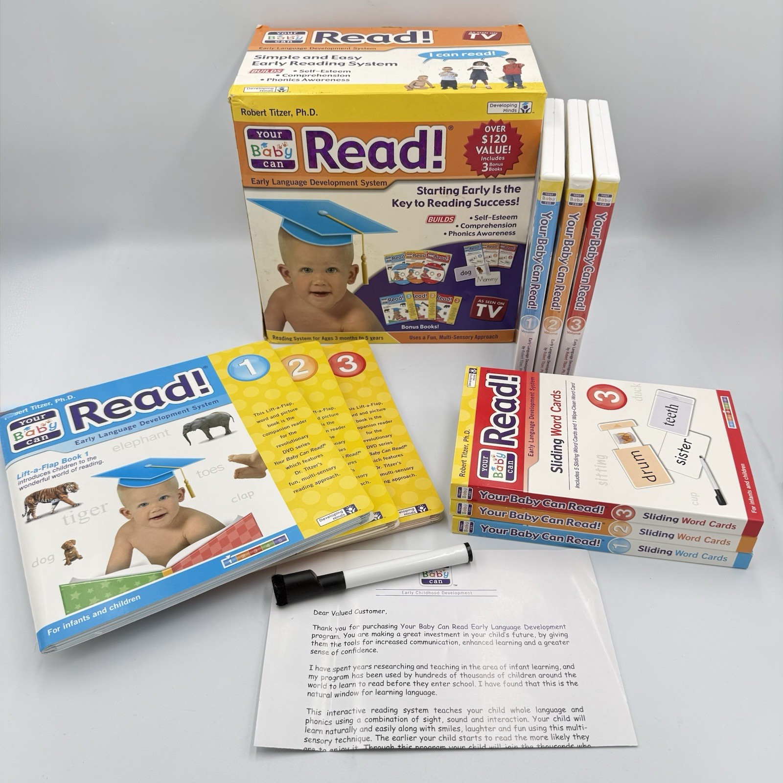 Your Baby Can Read Kit ENGLISH Reading System 3 DVDs 3 Books 15 Cards – COMPLETE