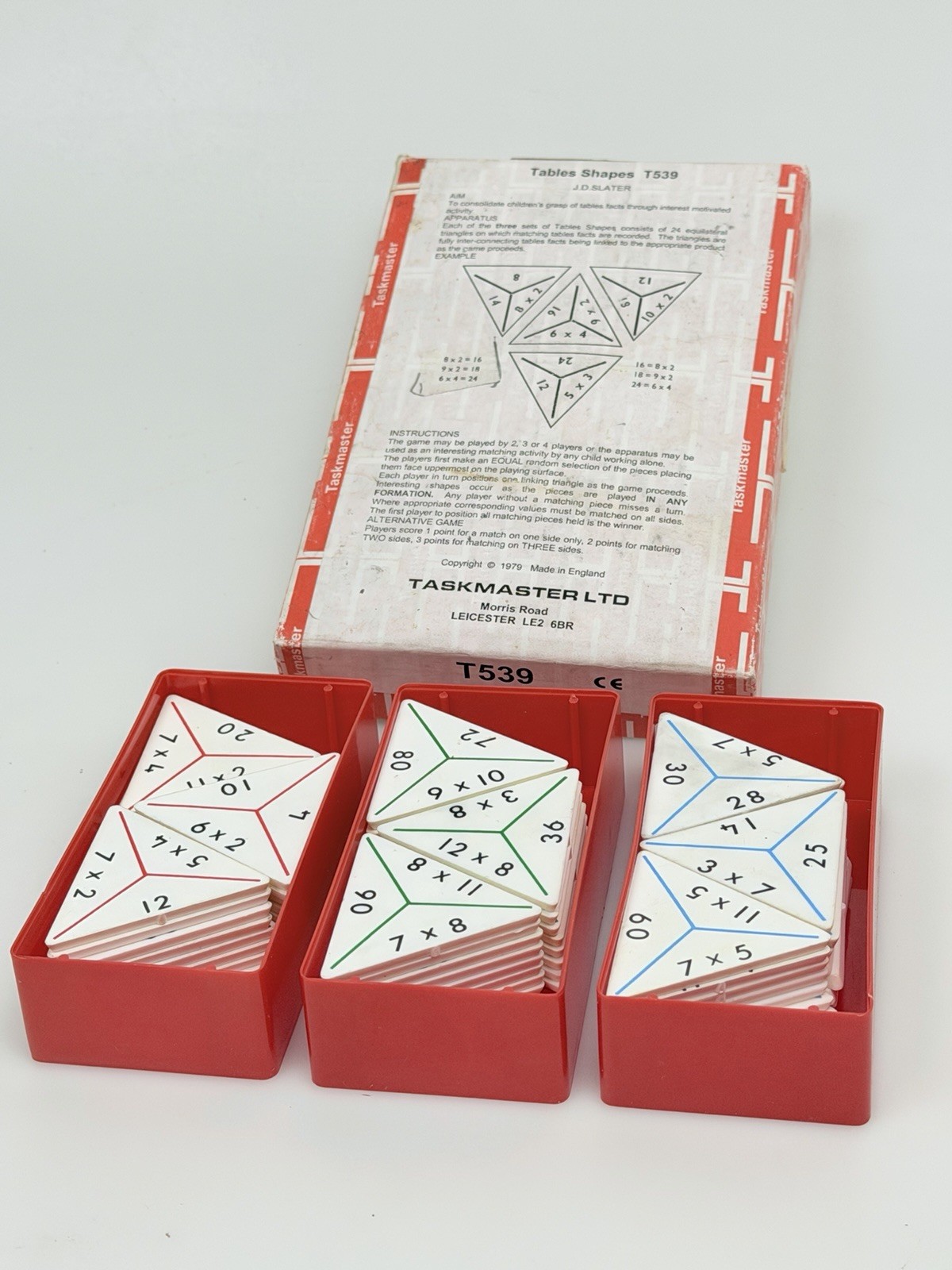 Vintage 1979 Taskmaster Tables Shapes T539 Math Game England Educational Set