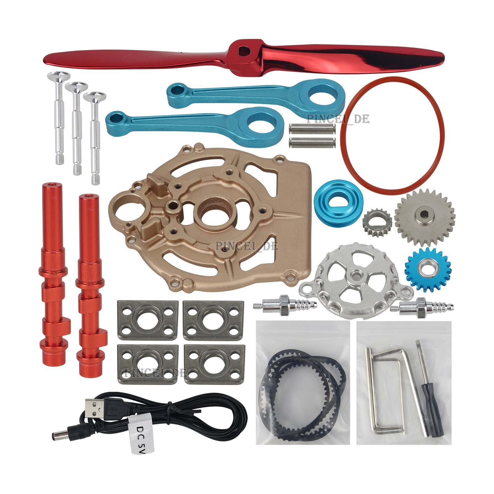 DM114 V2 Engine Model Car Metal Model Engine Kit Unassembled Toy Collection