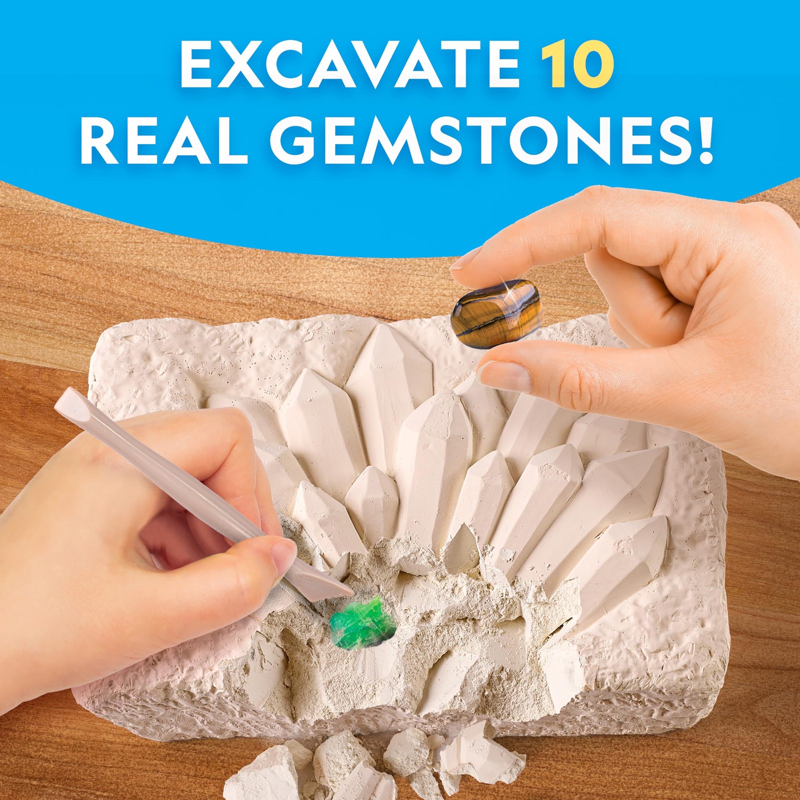 National Geographic Gemstone Dig Kit – Dig Up 10 Real Gemstones and Crystals,…