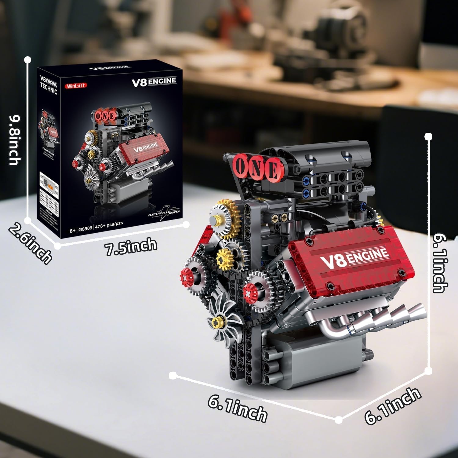 V8 Engine Building Set,V8 Engine Model kit that Run,Build Your Own STEM Mini …