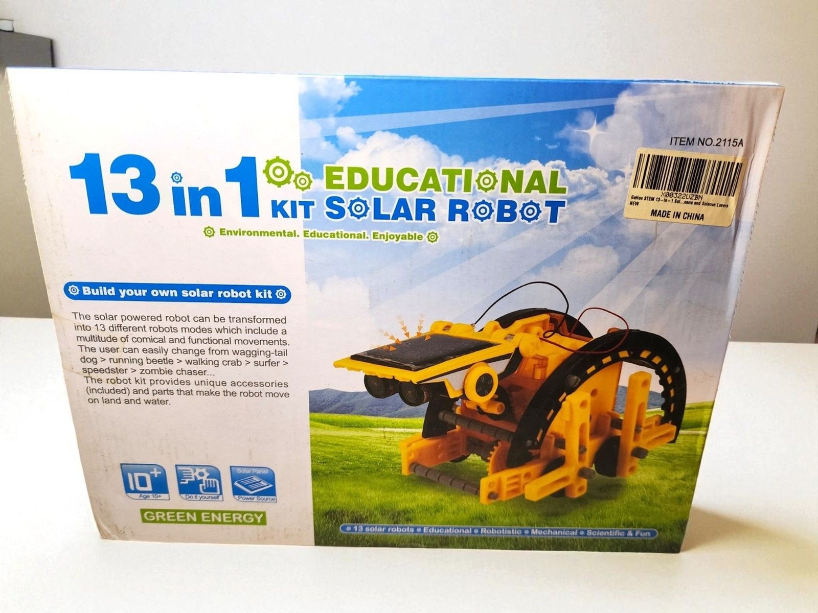 13 in 1 Solar Robot Kit DIY STEM Toy Educational Solar Powered 10+ NIB