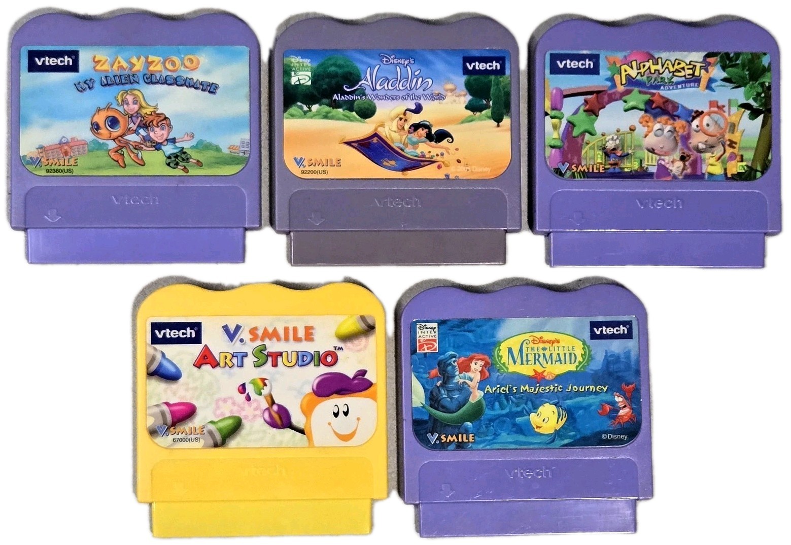 LOT VTech VSmile Cartridges x 5 Aladdin Little Mermaid Games